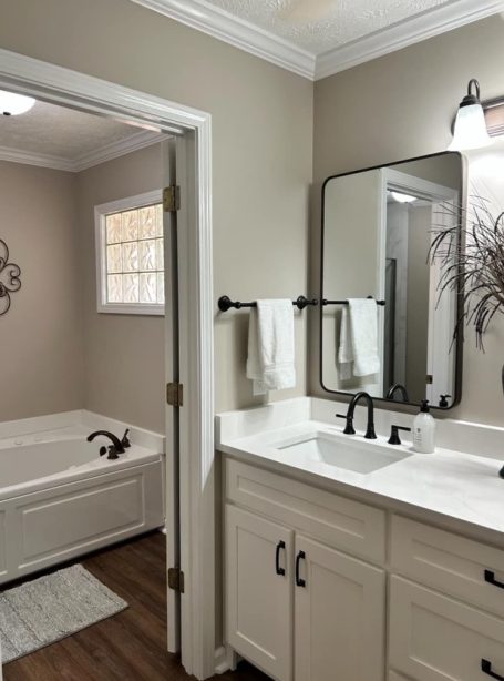 Bathroom Counter, Mirror, Doorway, Bathtub